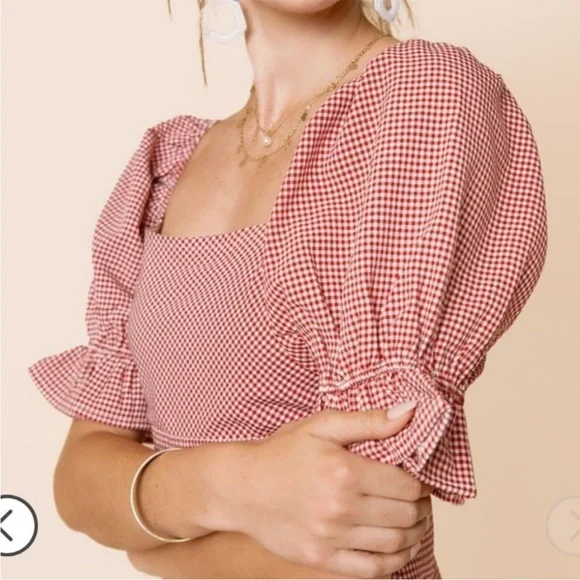 Red and white gingham mini dress - Picture 4 of 7